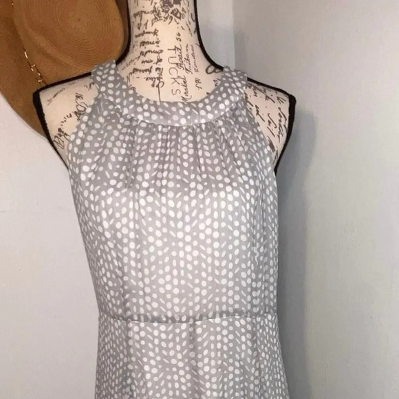 Tommy Hilfiger,10, grey white polkadot high neck sheer chiffon lined maxi dress - Picture 5 of 10